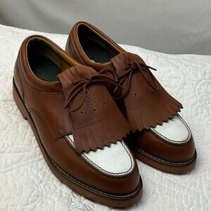 Polo Golf Women's 8.5B Tan/White Crockett & Jones Bench Made Spectator Golf Shoe